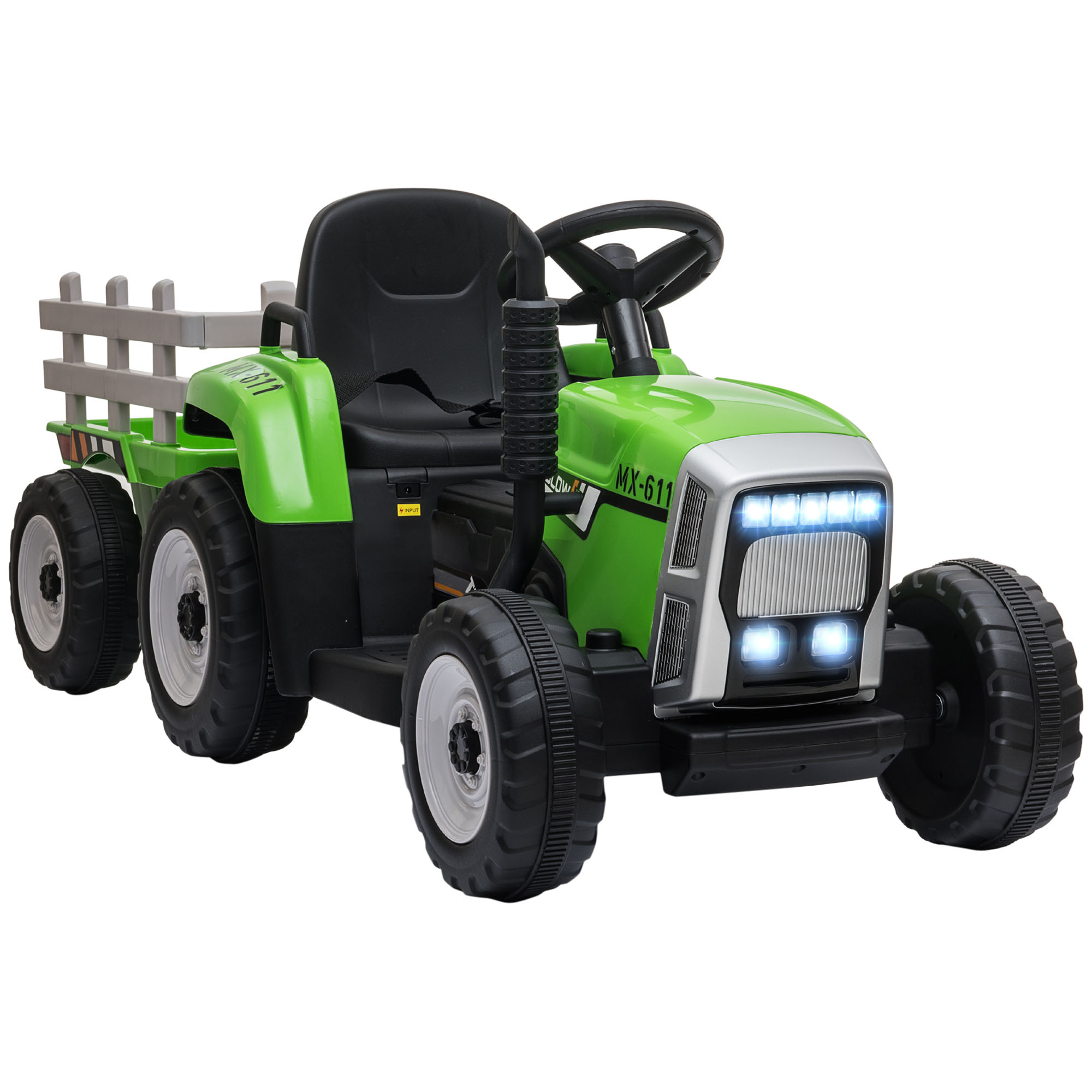 Elektrischen Kinderauto, Kinder-Traktor, inkl, Eltern-Fernbedienung, max, Geschwindigkeit von 6 km/h;, Grün + Schwarz