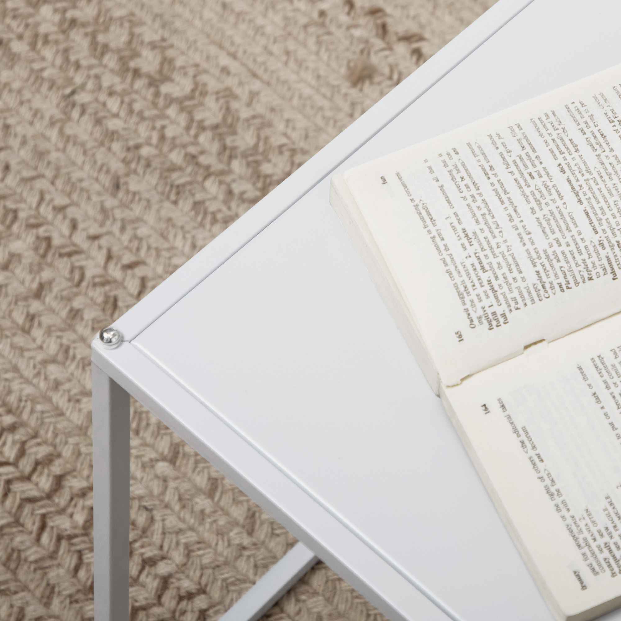 Beistelltisch-Set, moderne Satztische, platzsparend, stabiler Stahlrahmen, Weiß