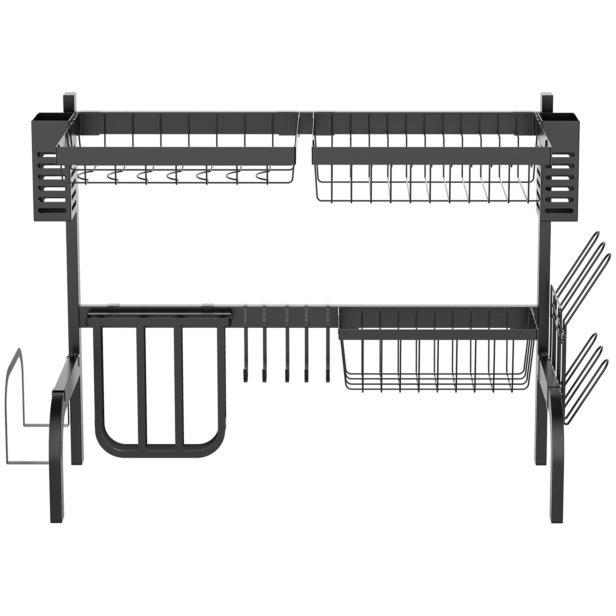 Geschirrkorb, Modularer Geschirrhalter aus Metall, bis zu 26 kg belastbar, Schwarz