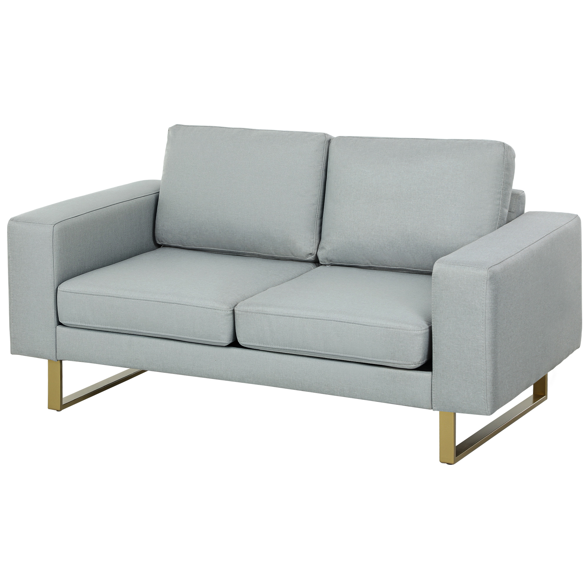 2-Sitzer-Sofa, Couch mit Vollholzrahmen, Metallbeine, schlichtes Design, Hellgrau 2-Sitzer-Sofa, Couch mit Vollholzrahmen, Metallbeine, schlichtes Design, Hellgrau