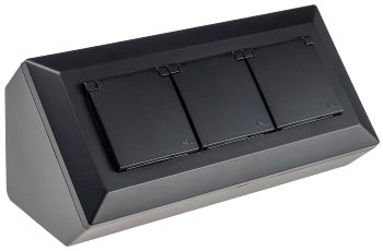 2-fach Steckdosenblock, USB-A+C, schwarz, 250V~/ 16A, USB 3,1A, PD, mit Klappen