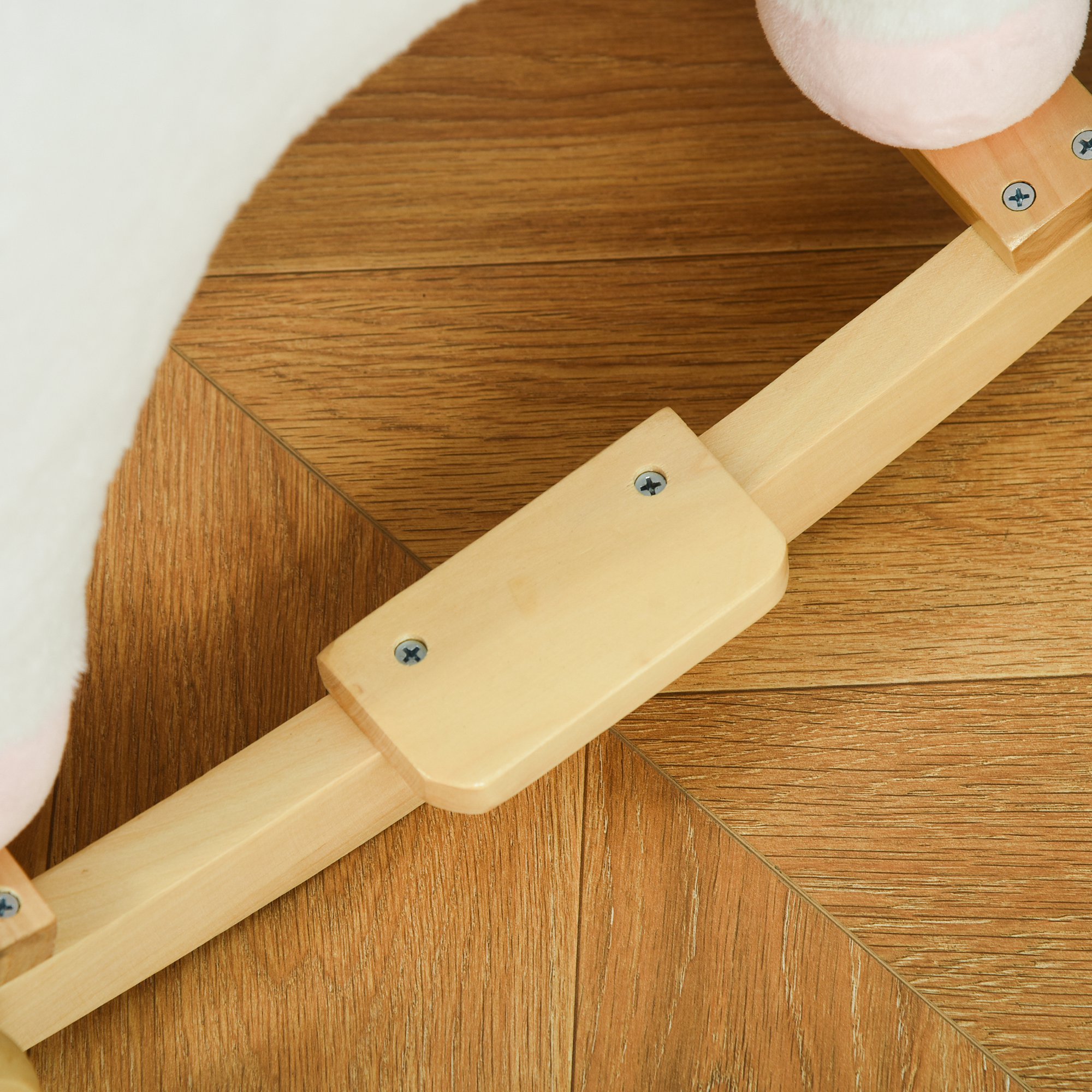 2-IN-1 Schaukelpferd mit Räder Plüsch Schaukeltier Babyschaukel Spielzeug Weiß 63 x 38 x 63 cm