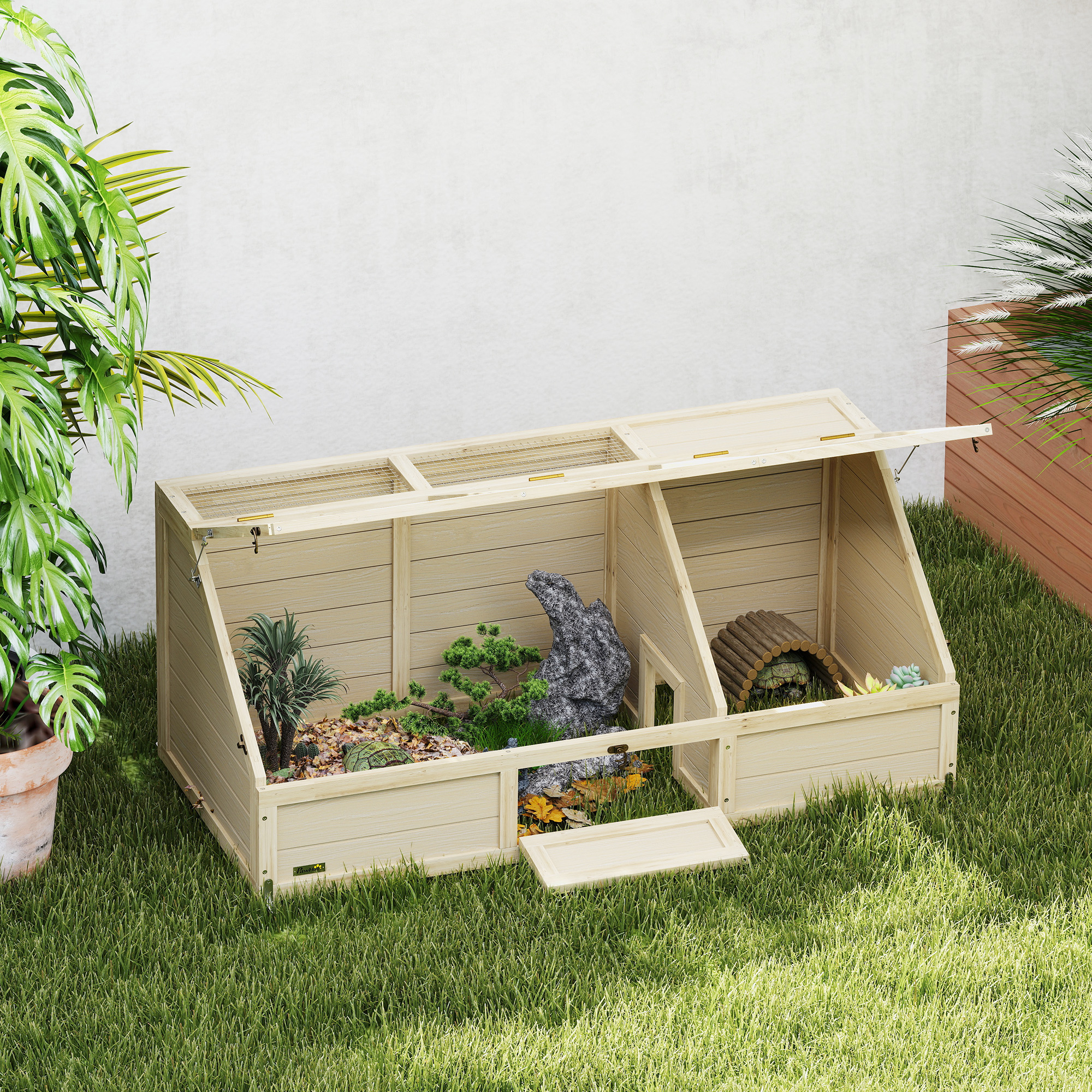 Schildkrötenbox, Outdoor Schildkrötengehege, bodenloses Design, leicht zu öffnen, Schildkrötenhaus, Natur