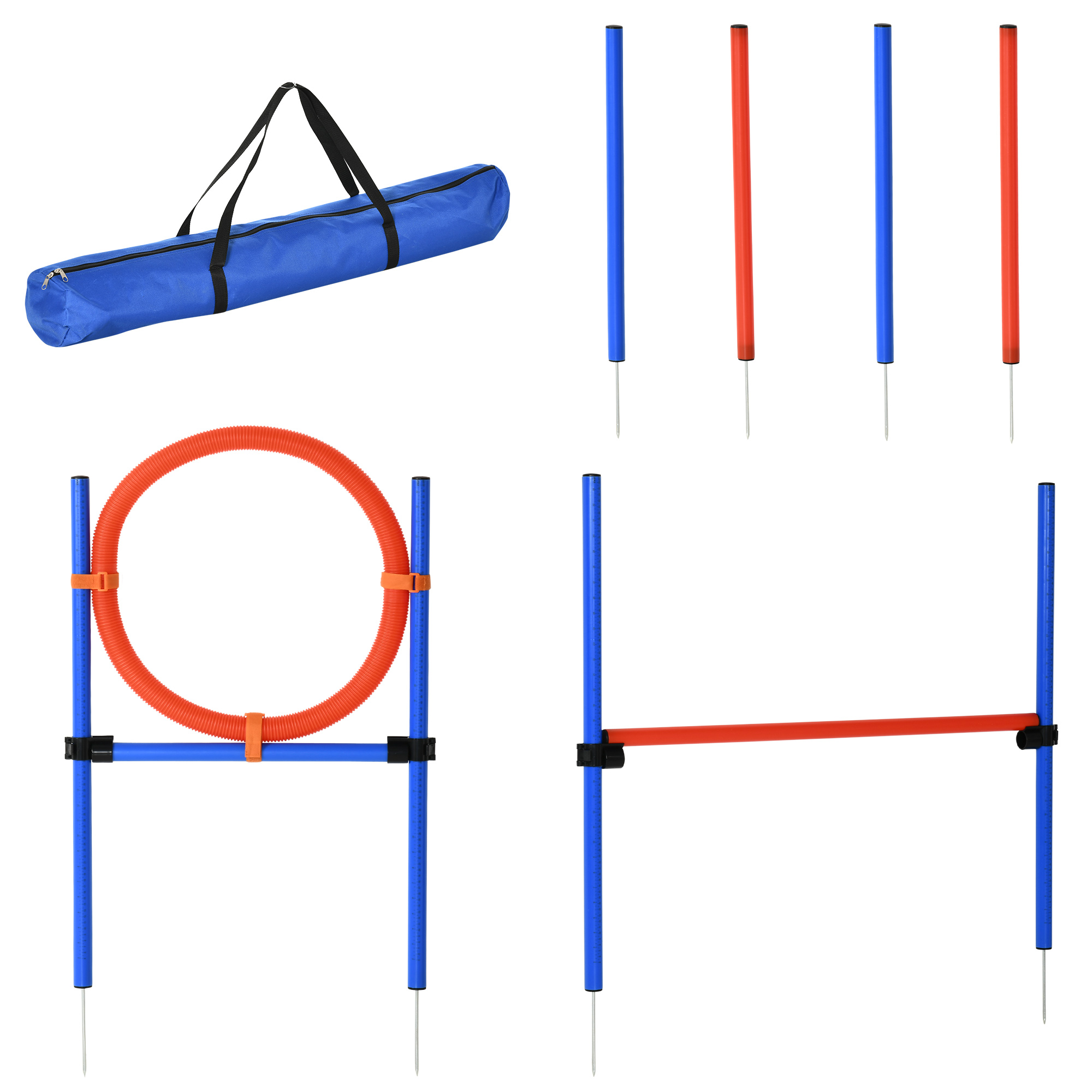 Hunde-Agility-Trainingsgeräte, Agility-Übungs-Set, Hund Agility Set, Slalom-Hürden-Sprungring für Hunde, 3 in 1 Hundesport Trainingsplatz, Blau+Rot Hunde-Agility-Trainingsgeräte, Agility-Übungs-Set, Hund Agility Set, Slalom-Hürden-Sprungring für Hunde, 3 in 1 Hundesport Trainingsplatz, Blau+Rot