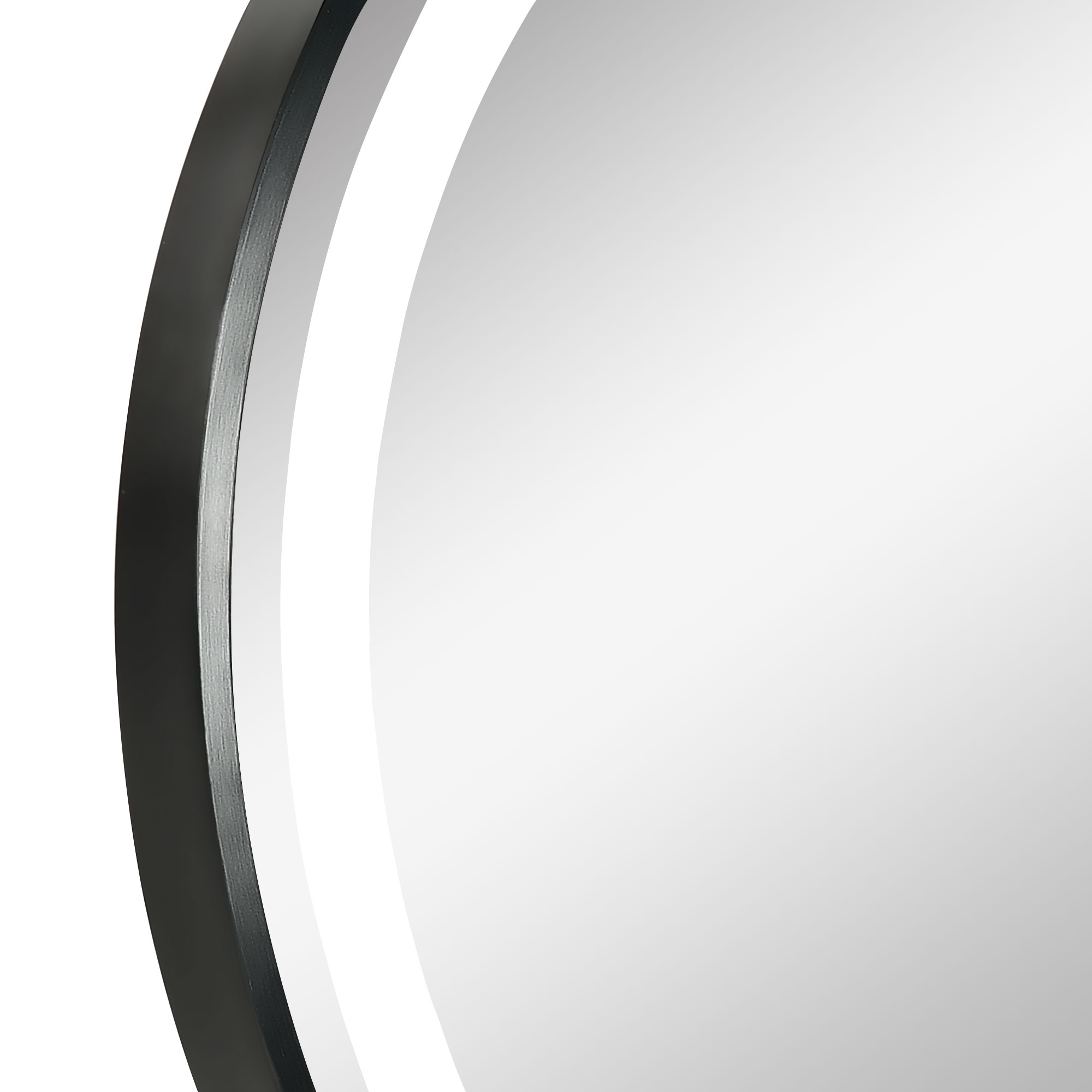 Badezimmerspiegel, LED-Beleuchtung, dimmbar, 3 Lichtfarben, Metallrahmen, Ø60 cm, Schwarz