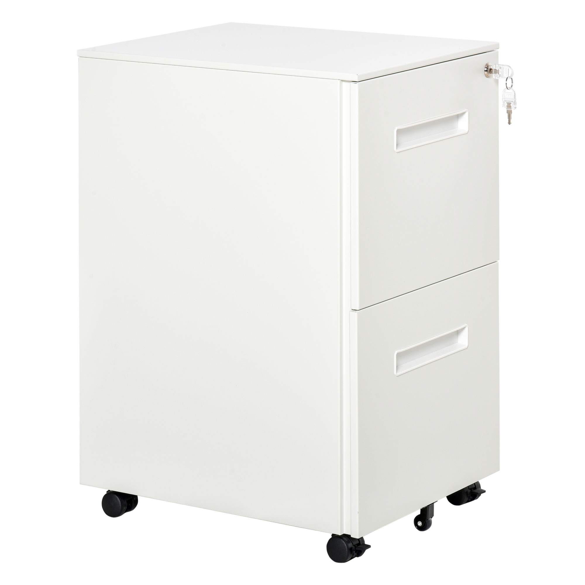 Rollcontainer, Aktenschrank, Trennwand, zentral abschließbar, Stahlgehäuse, 5 Räder, weiß, 39 x 48 x 67 cm Rollcontainer, Aktenschrank, Trennwand, zentral abschließbar, Stahlgehäuse, 5 Räder, weiß, 39 x 48 x 67 cm