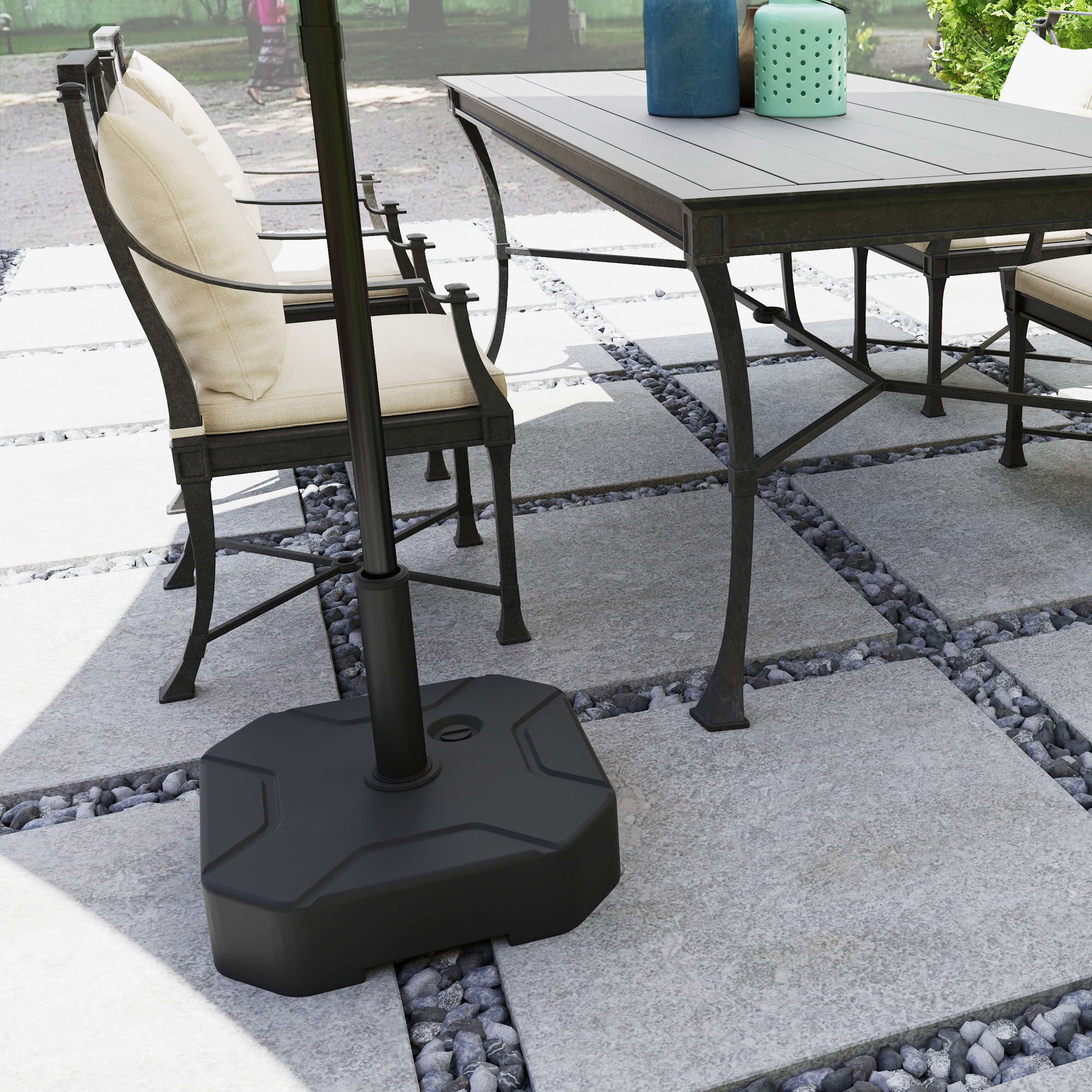 Sonnenschirmständer bis 25 kg befüllbar Schirmständer, Quadratisch Schirmhalter Ständer für Sonnenschirm 38/48mm