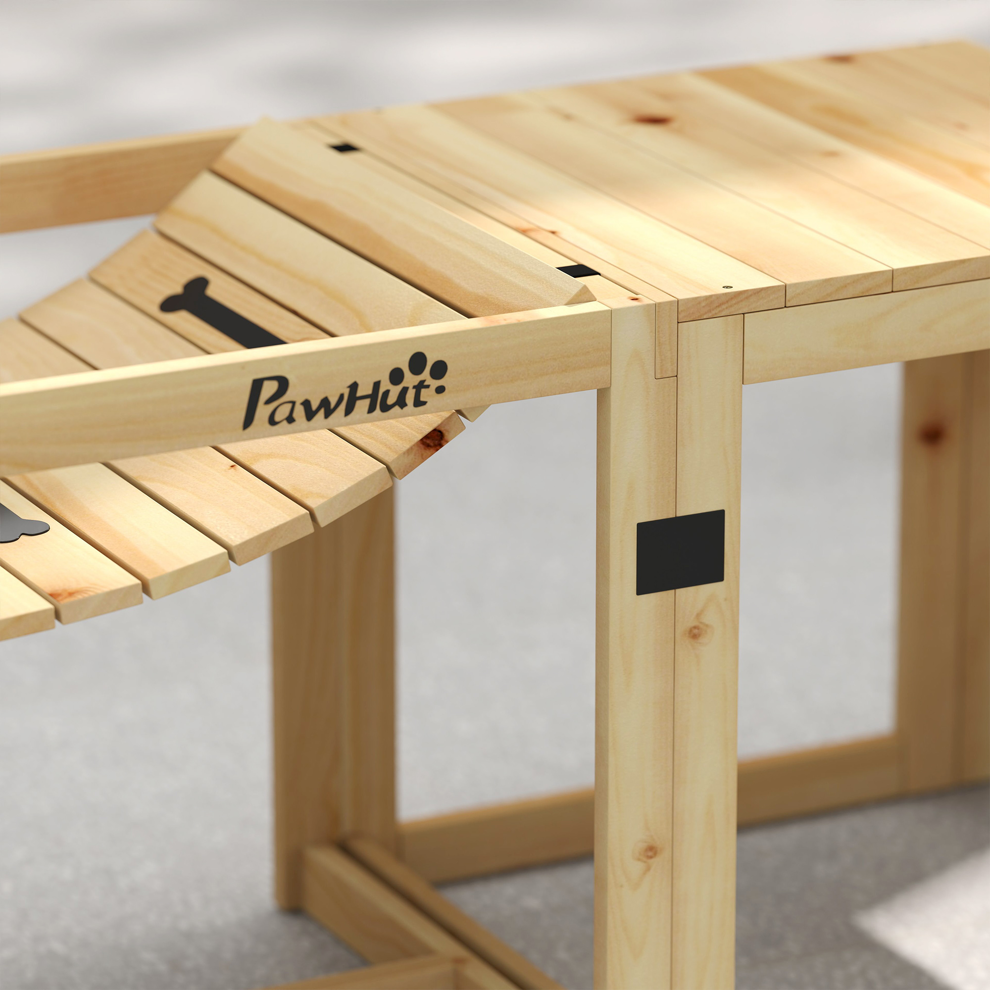 Agility-Set für Hunde, Hundetrainings-Konstruktion mit Brücke, Treppe, Plattform, Tannenholz, für große Hunde bis 40 kg