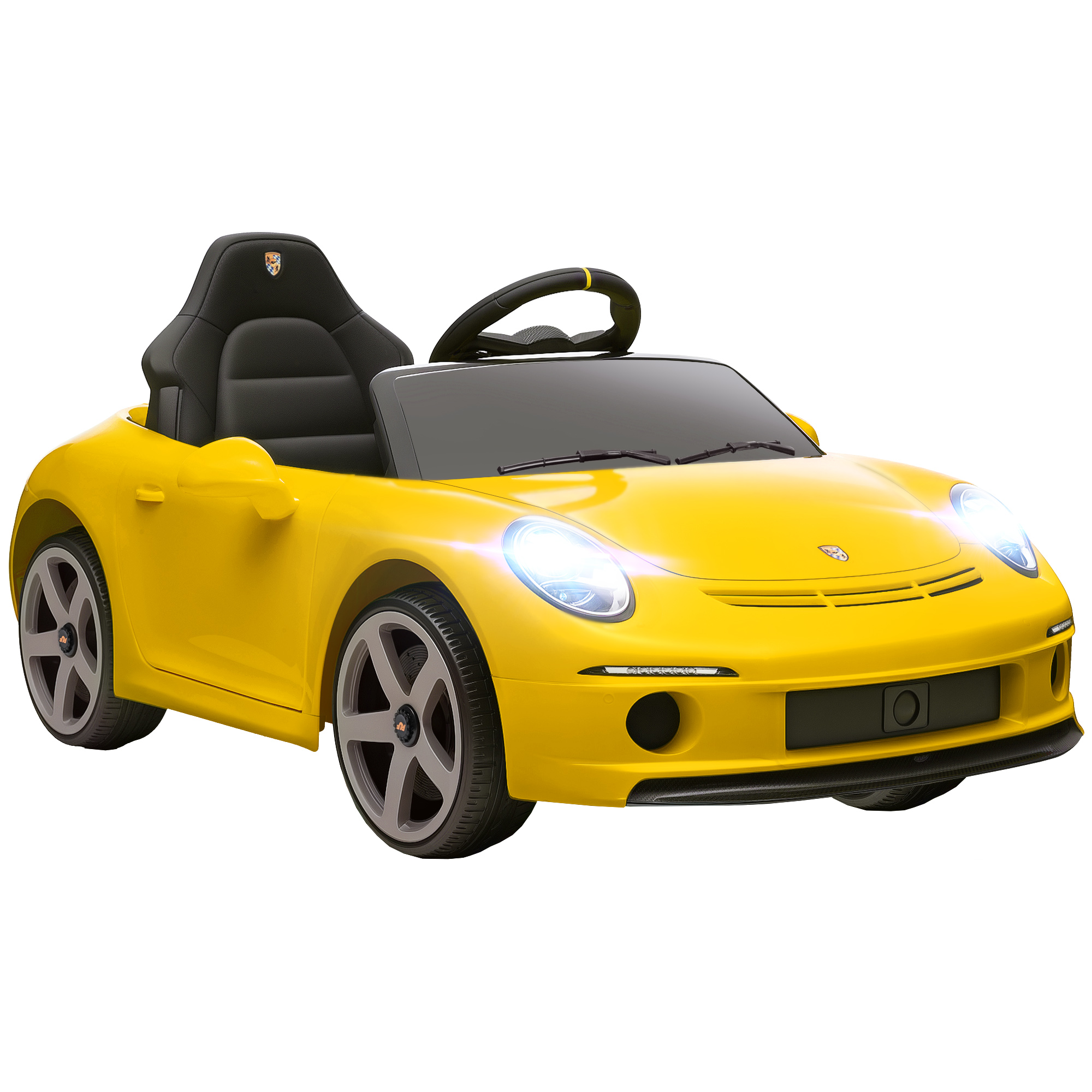 Elektrisches Aufsitzauto für Kinder, fernsteuerbar, Musik, Hupe, USB, Sicherheitsgurt, für 3-5 Jahre, Gelb