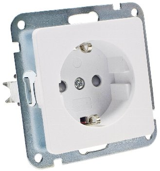 MILOS Schutzkontakt-Steckdose, weiß matt, 250V~/ 16A, OHNE Rahmen, Klemmanschluss