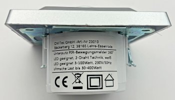 DELPHI Bewegungsmelder 160°, silber, LED geeignet, 250V~, Unterputz, 2-Draht