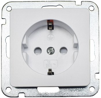 MILOS Schutzkontakt-Steckdose, weiß matt, 250V~/ 16A, OHNE Rahmen, Klemmanschluss