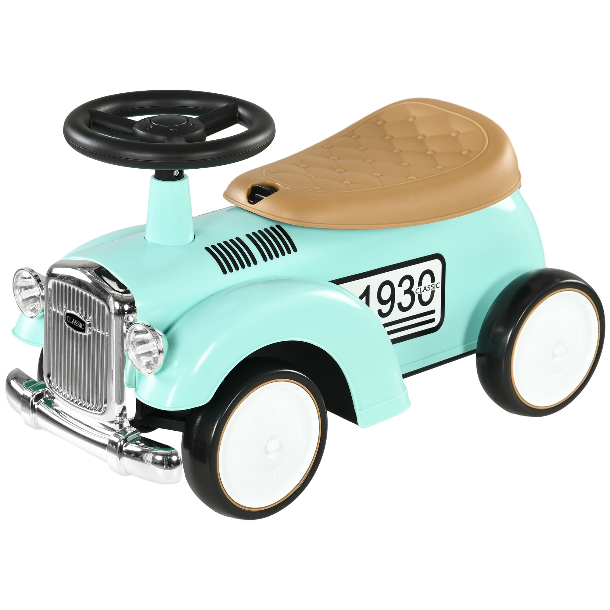Kinder Rutschauto, Vintage-Design, versteckter Stauraum, Kippschutz, Hupe, 12-36 Monate, Grün