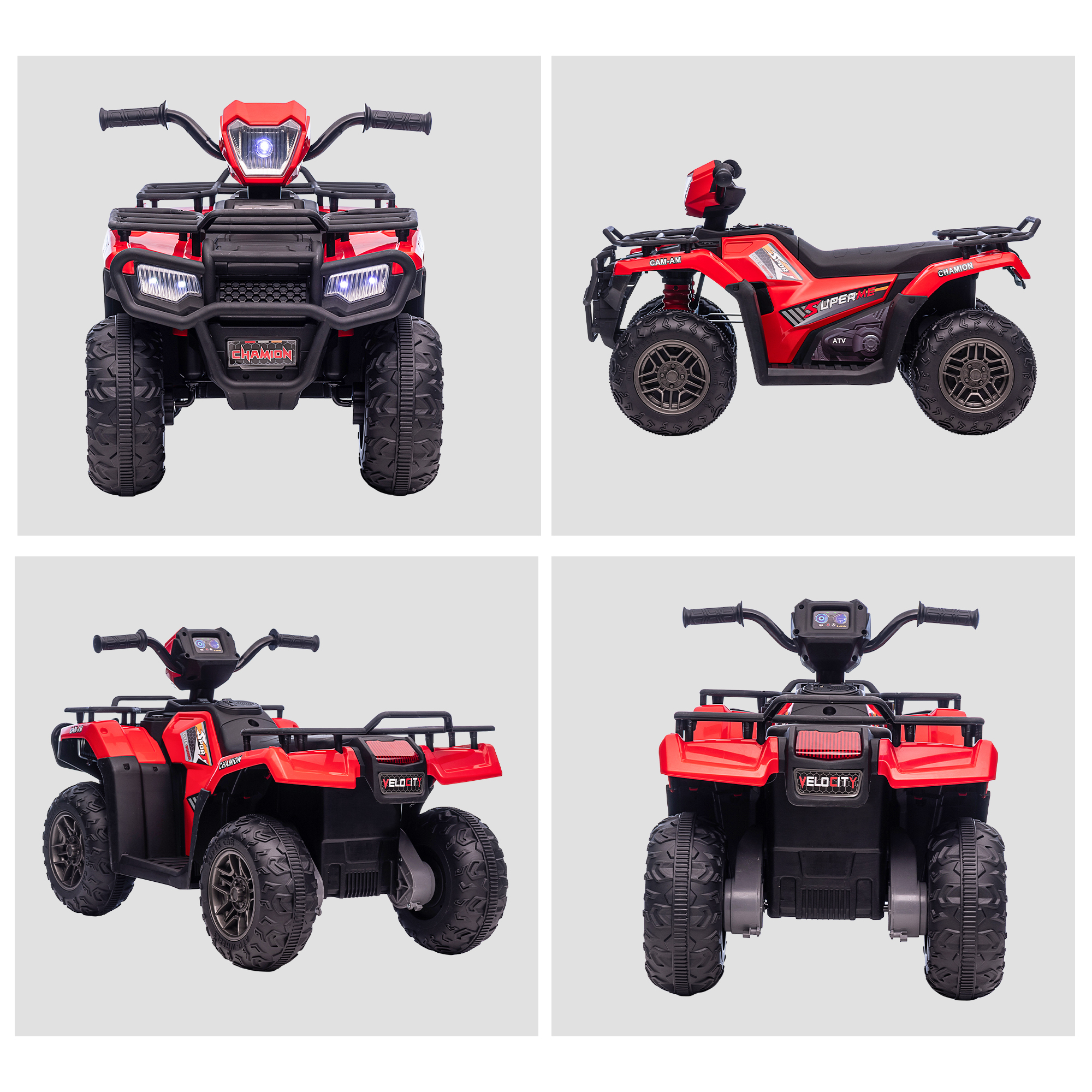 Kinderquad, max, 4 km/h, ab 3 Jahren, LED-Scheinwerfer, Musikanschluss, schwarz+rot 88 x 45 x 50 cm