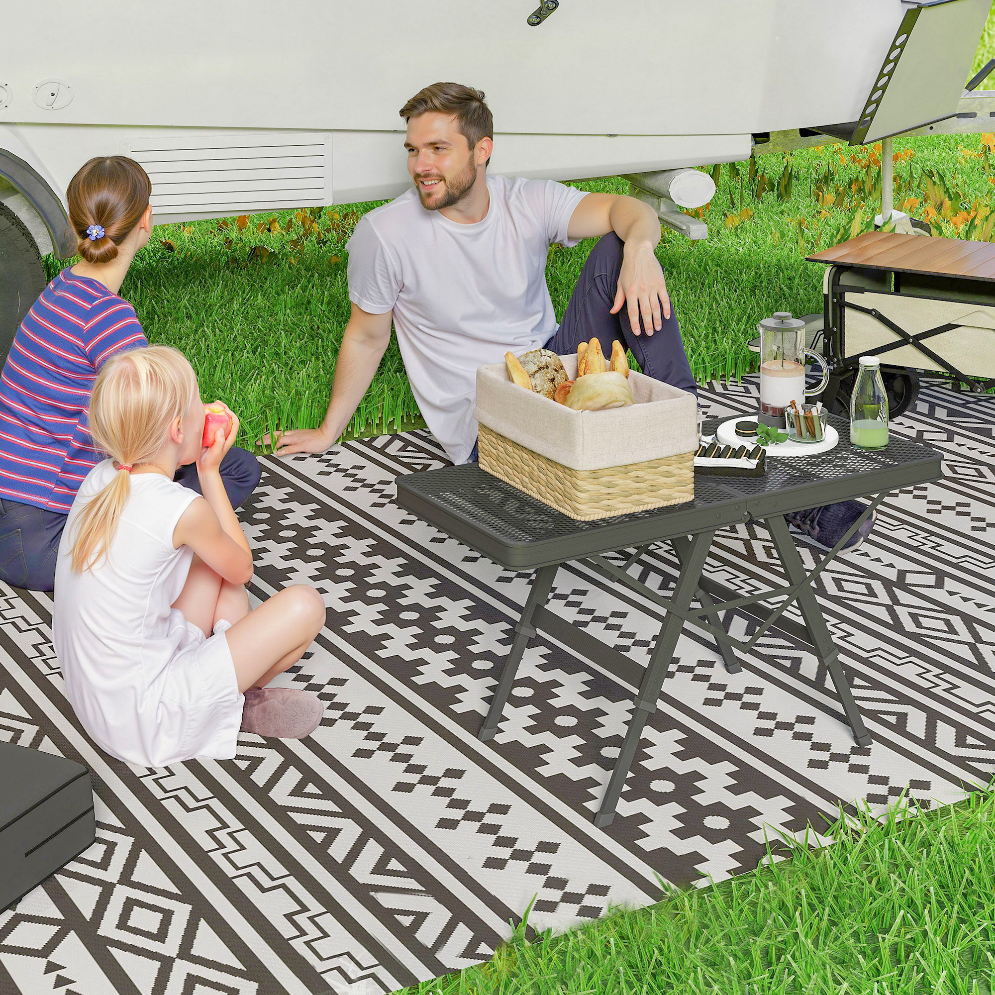 Campingtisch höhenverstellbar Klapptisch mit Metallgitter Klappbar aus Aluminium