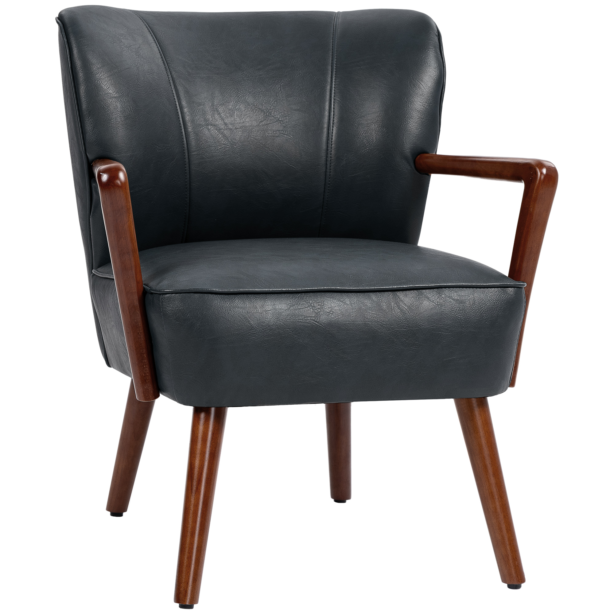 Akzentsessel, breiter Sitz, Lederoptik, Holzrahmen, bis 120 kg, 67x77x80 cm, Schwarz Akzentsessel, breiter Sitz, Lederoptik, Holzrahmen, bis 120 kg, 67x77x80 cm, Schwarz