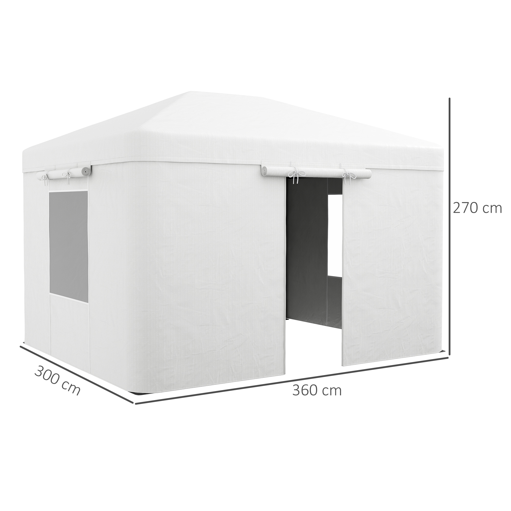 Pavillon-Ersatzdach Ersatzvordach, wetterbeständig, 360  x 300 x 270 cm, Weiß