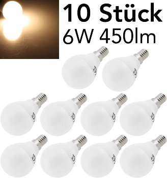 LED Tropfenlampe E14 "T50 Promo" 10er-Pk, 3000k, 440lm, 230V/6W, 160°, warmweiß LED Tropfenlampe E14 "T50 Promo" 10er-Pk, 3000k, 440lm, 230V/6W, 160°, warmweiß