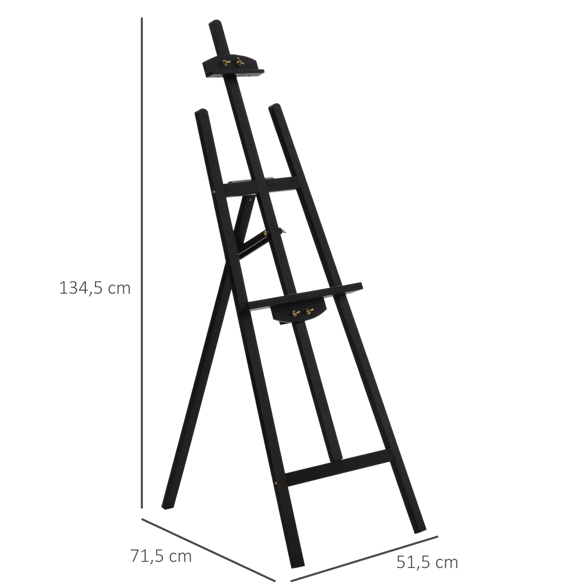Staffelei Holz 134,5 cm hoch Holzstaffelei für Leinwände bis 108 cm Feldstaffelei Atelierstaffelei für Malerei, Skizze, Hochzeit, Ausstellung Schwarz