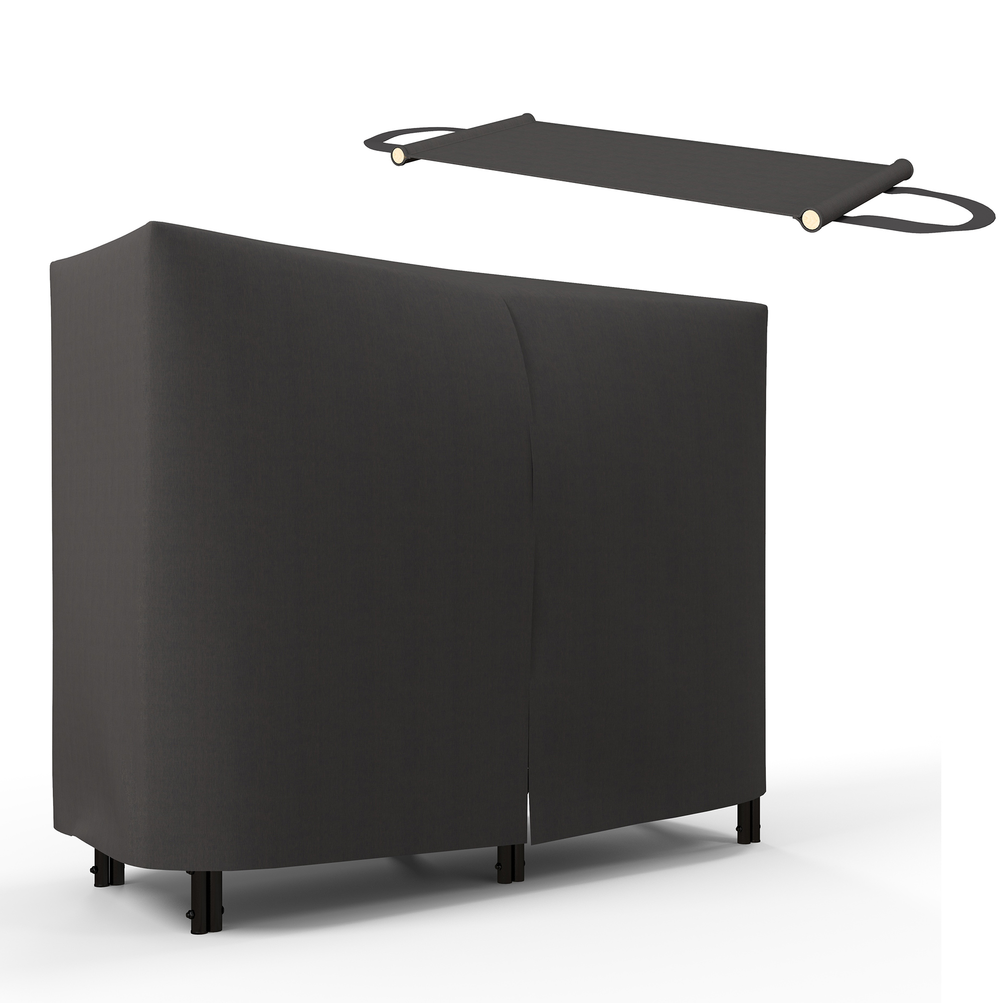 Feuerholzgestell, 0,33 m³, mit Tragetasche & Abdeckung, Metallrahmen, bis 150 kg, 120 x 36 x 99 cm, Schwarz Feuerholzgestell, 0,33 m³, mit Tragetasche & Abdeckung, Metallrahmen, bis 150 kg, 120 x 36 x 99 cm, Schwarz