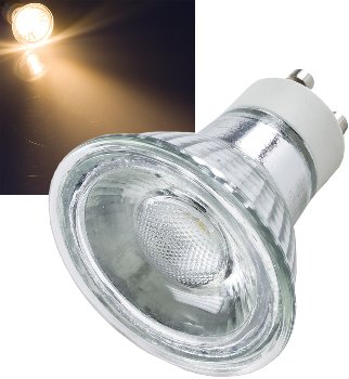 LED Strahler GU10 "H35 COB", 3000k, 265lm, 230V/3W, warmweiß LED Strahler GU10 "promo" warmweiß, 38°, 230V, 4,8W, 484lm, 2989k