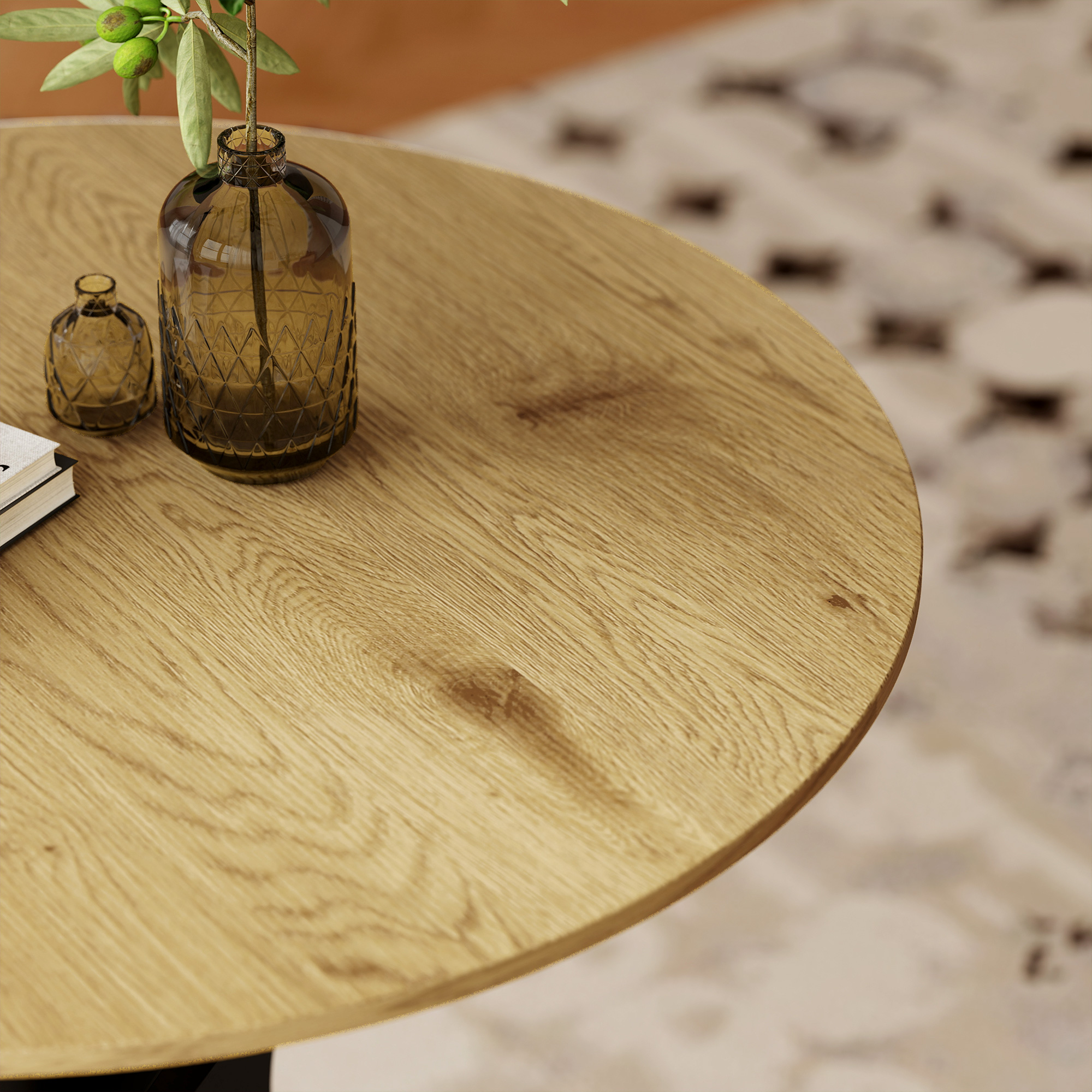 Esstisch Küchentisch Runder Tisch, Modernes Design, 78 cm x 78 cm x 75 cm, Naturholz