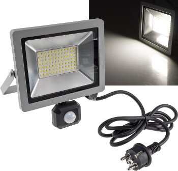 LED-Fluter SlimLine "CTF-SLT50 PIR", 50W, IP44, 5220lm, 4000K, Bewegungsmelde
