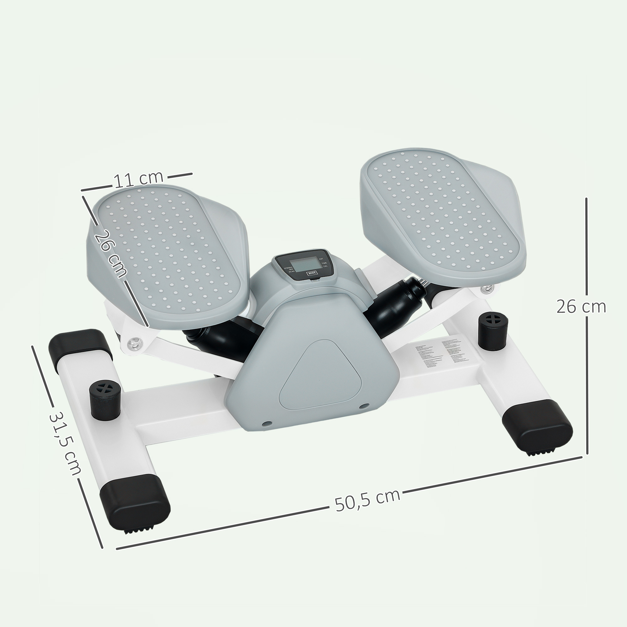 Mini-Stepper, Step-Maschine für Workouts und Fitness-Übungen, mit LCD-Monitor und rutschfesten Pedalen, Grau