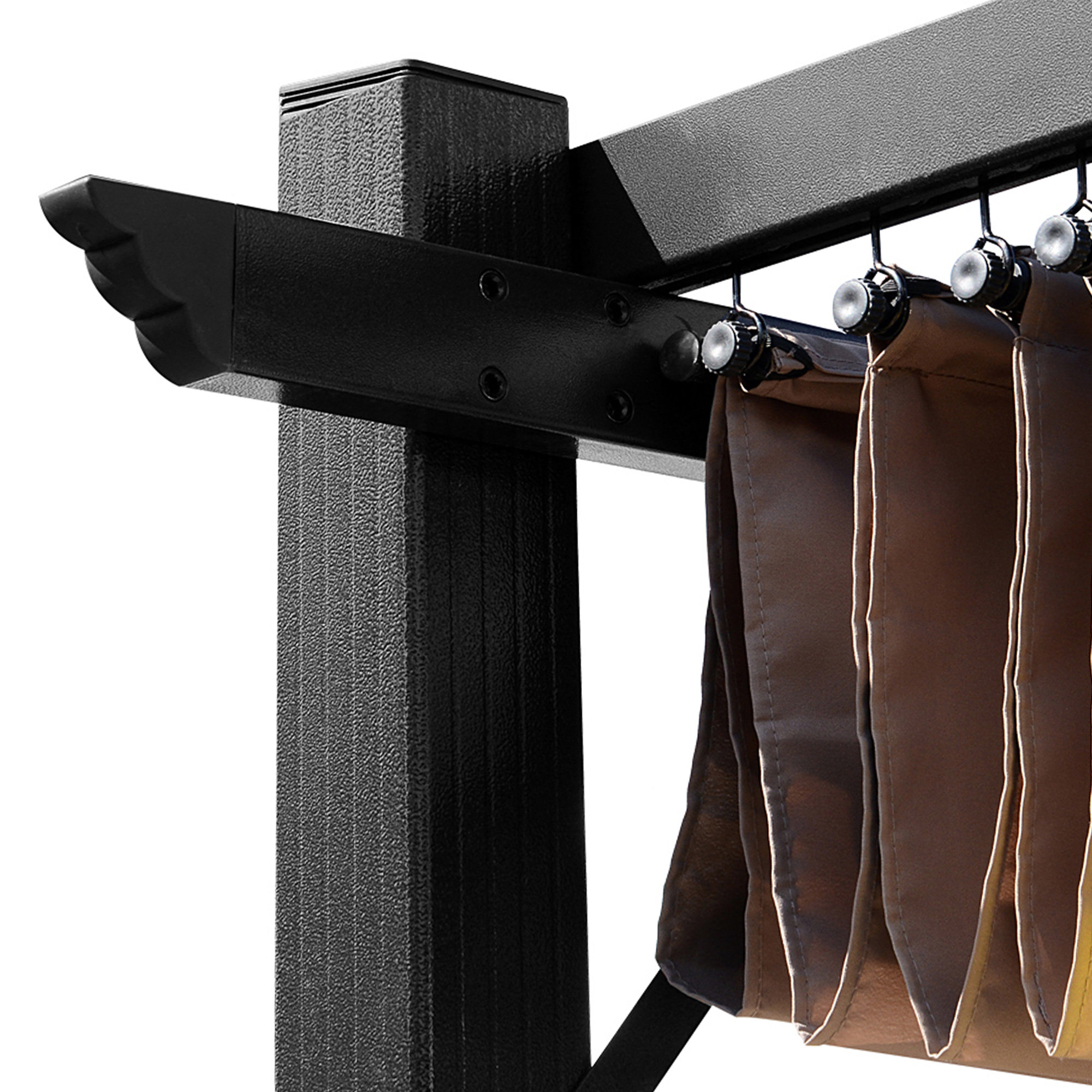 Pergola Pavillon mit einstellbarem Stoffdach 3 x 4 m Terrassen-Vordach Aluminium Sonnenschutz Überdachung Terrasse Garten Grau+Braun