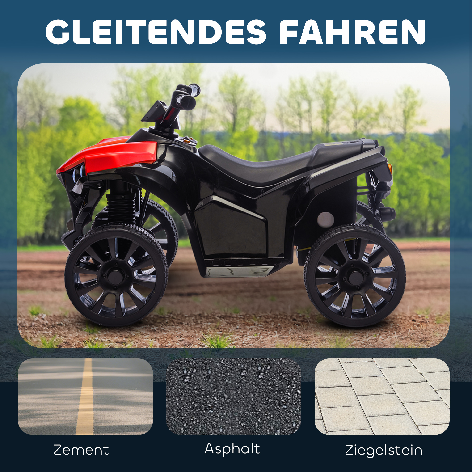 Kinder Quad Elektro 6V Kinderquad mit Vorwärts-, Rückwärtsfunktion, Musik, LED-Scheinwerfer Rot