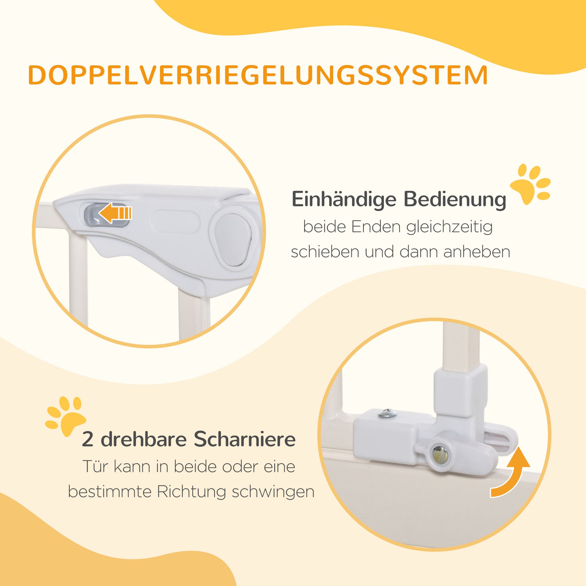 Absperrgitter für Hunde, extra hoch, Schließautomatik, Metallrahmen, 97,5 x 104,1 cm, Weiß