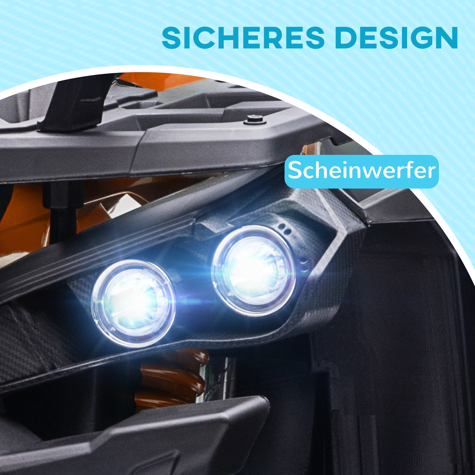 12V Kinderfahrzeug mit Vorwärts-, Rückwärtsfunktion, MP3-Musikplayer, Scheinwerfer, 3-8 km/h, 3-5 Jahre, Orange