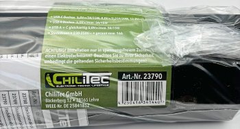 4-fach Steckdosenblock, USB-A+C, schwarz, 250V~/ 16A, Aufbaumontage, USB 3,1A, PD