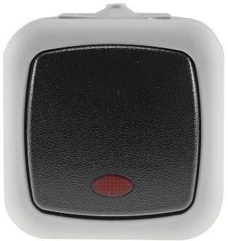 Feuchtraum Kontroll-Schalter, IP44, 250V~/ 10A, inkl. AP-Rahmen, grau