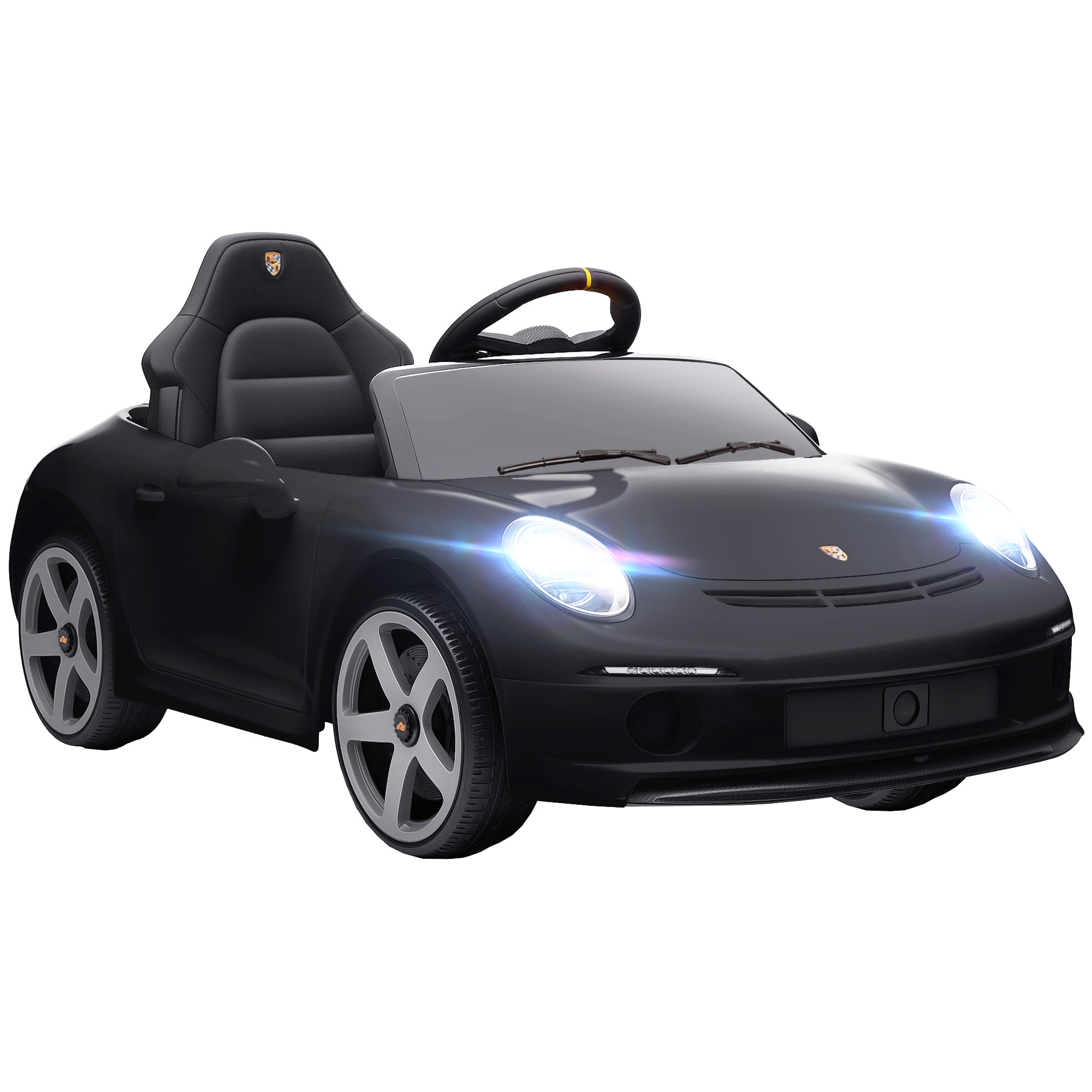 Elektrisches Aufsitzauto für Kinder, fernsteuerbar, Musik, Hupe, USB, Sicherheitsgurt, für 3-5 Jahre, Schwarz
