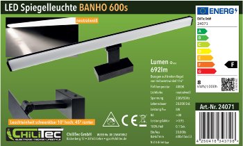 LED Spiegelleuchte "Banho 600s" / 230V, 60cm, 8W, 692lm, Neutralweiß