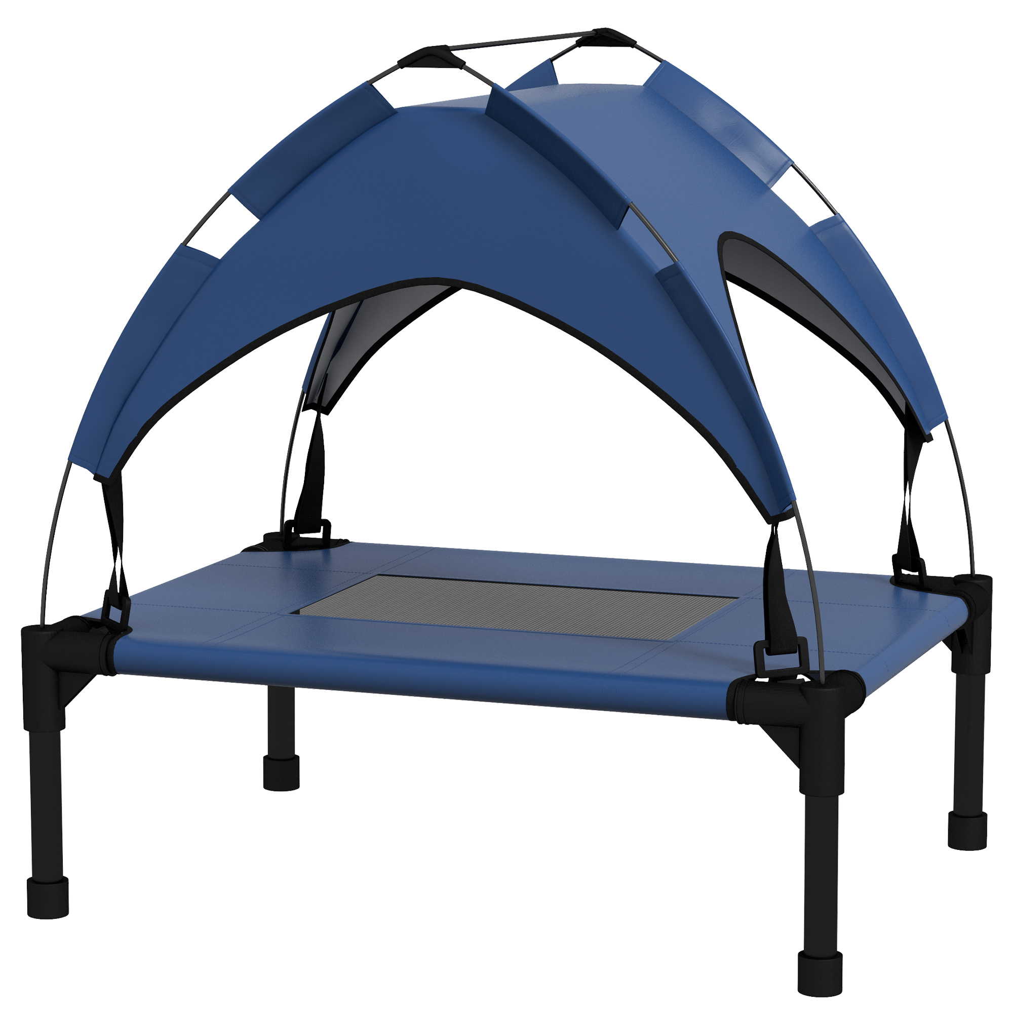 Hundebett mit Dach, Outdoor, tragbar, wasserabweisend, bis 30 kg, 61 x 46 x 63 cm, Dunkelblau