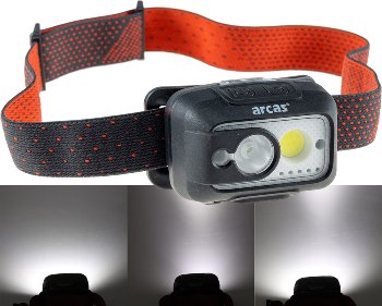 LED Akku-Stirnlampe 6W+3W, mit Gestensteuerung LED Akku-Stirnlampe 6W+3W, mit Gestensteuerung