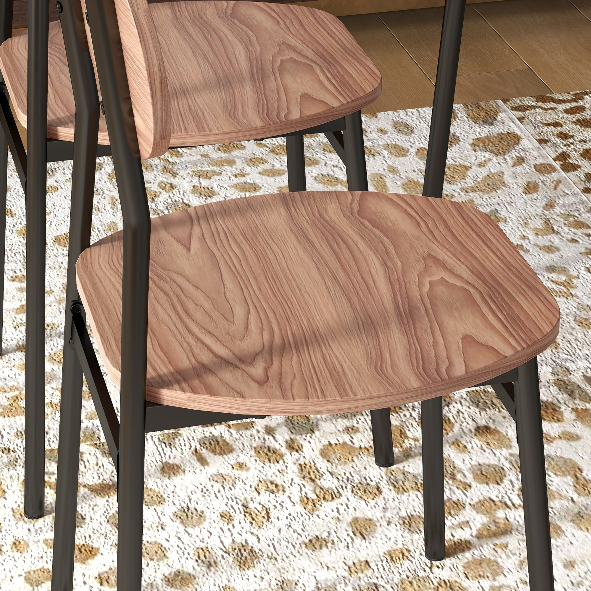 Essgruppe Tisch mit Stühlen Esszimmertisch, Industriedesign, 110 cm x 70 cm x 75 cm, Braun