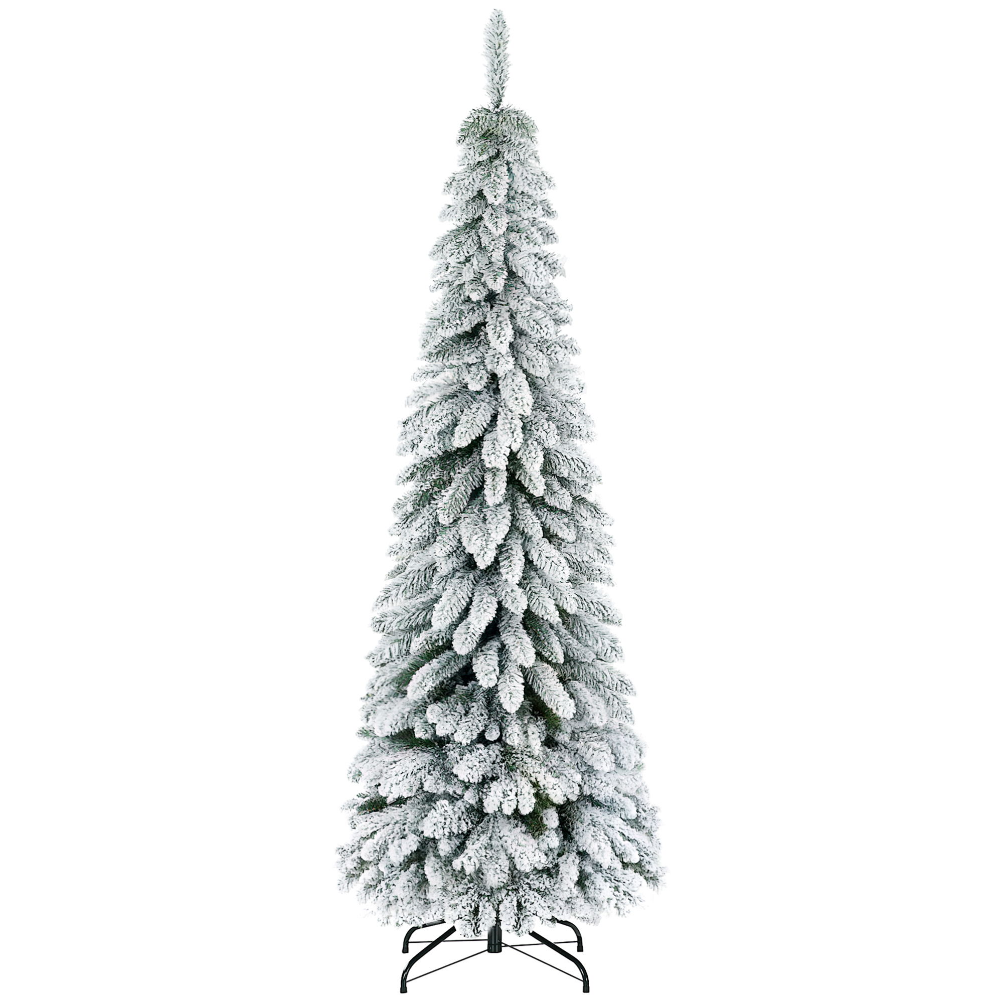 Weihnachtsbaum, 1,80 m, mit 523 Zweigen, Kunstschnee, lebensechtes Aussehen, schlanke Form
