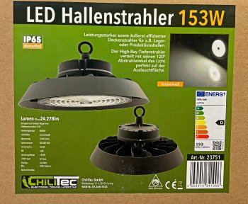 LED-Hallenstrahler 153W, 120°, IP65, 24278 Lumen, 4000K, 230V / 50Hz