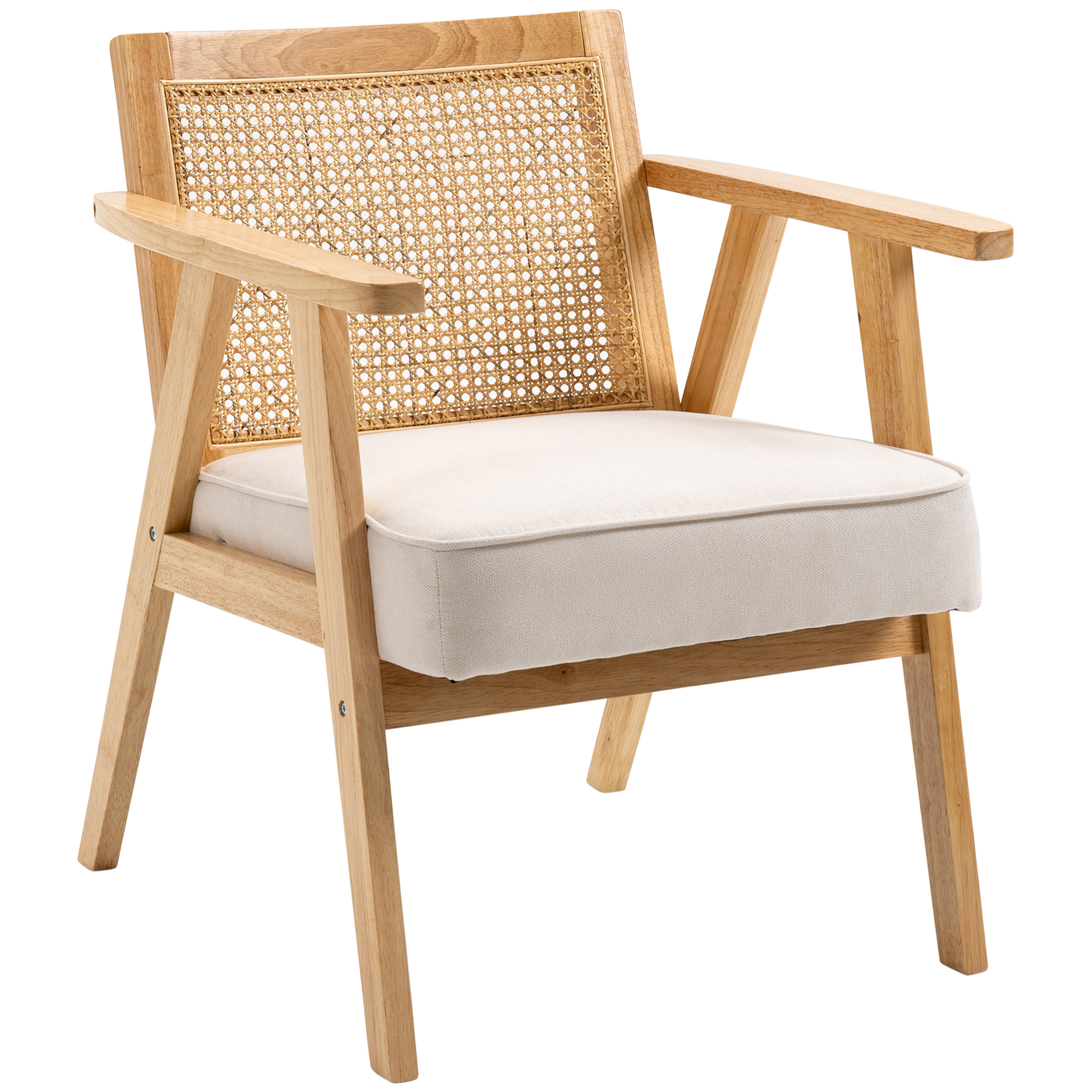 Exotischer Polsterstuhl, Kautschukholz, Sitzkissen in Leinenoptik, 63L x 69B x 78H cm, Cremeweiß Exotischer Polsterstuhl, Kautschukholz, Sitzkissen in Leinenoptik, 63L x 69B x 78H cm, Cremeweiß