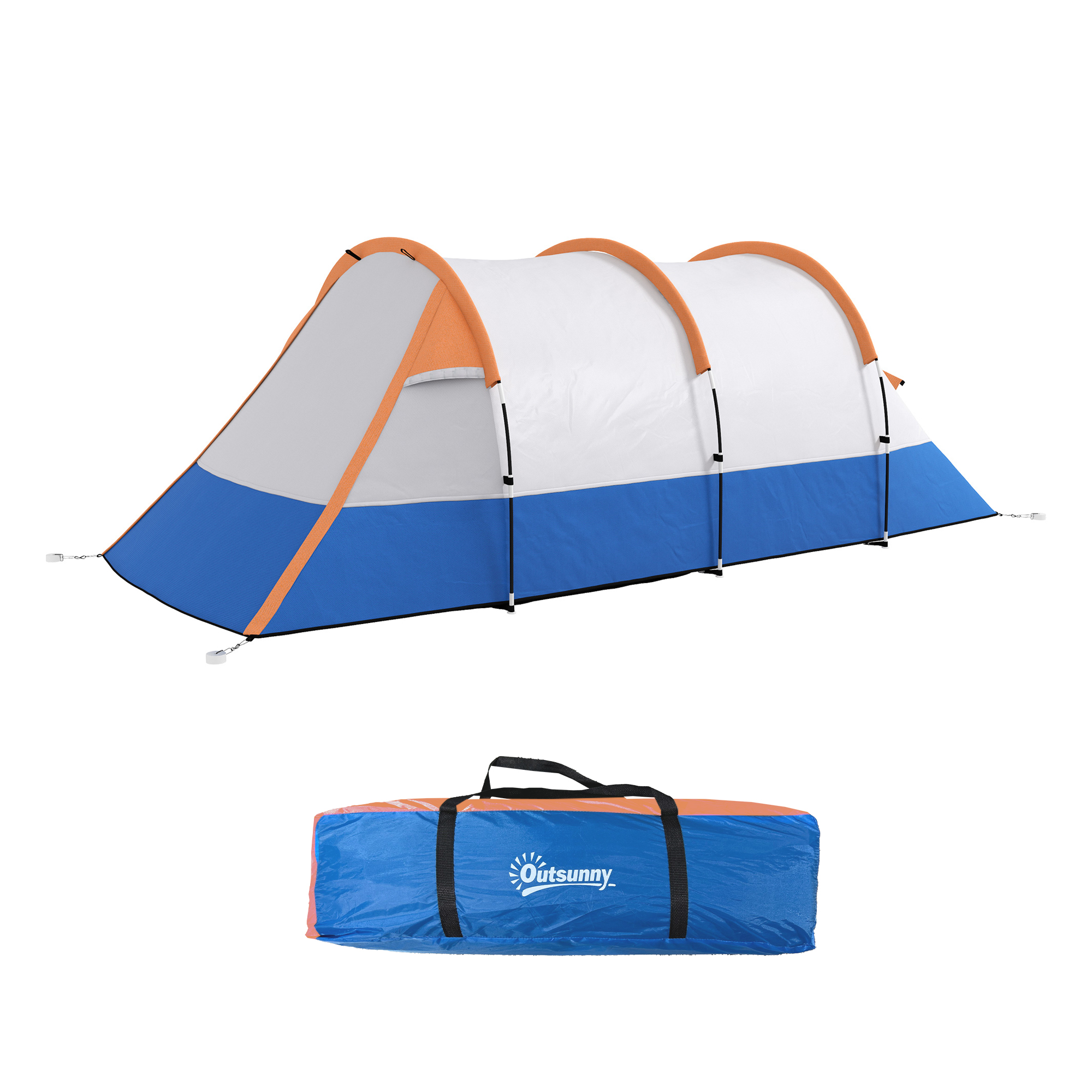Campingzelt, für 3 Personen, Laternenhaken, drei Eingänge, wasserdicht, Orange Campingzelt, für 3 Personen, Laternenhaken, drei Eingänge, wasserdicht, Orange