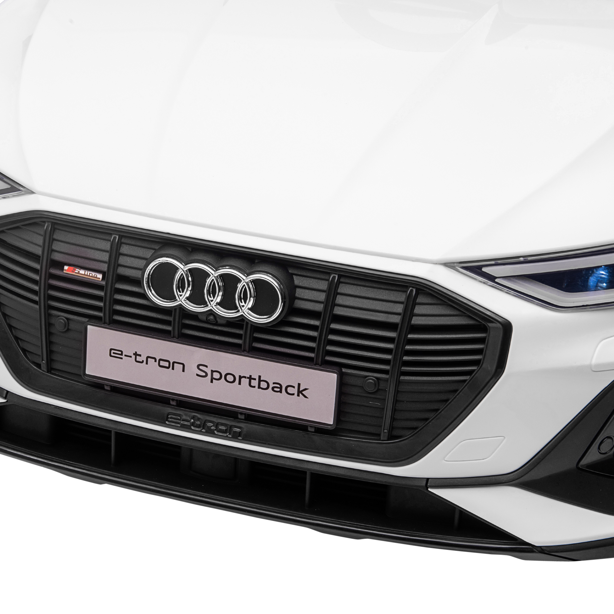 Kinderfahrzeug Audi E-tron Elektroauto mit Fernbedienung, Sicherheitsgurt, Musik (MP3/USB/TF), Kinderfahrzeug für Kinder 3-5 Jahre, 3-5 km/h, Weiß