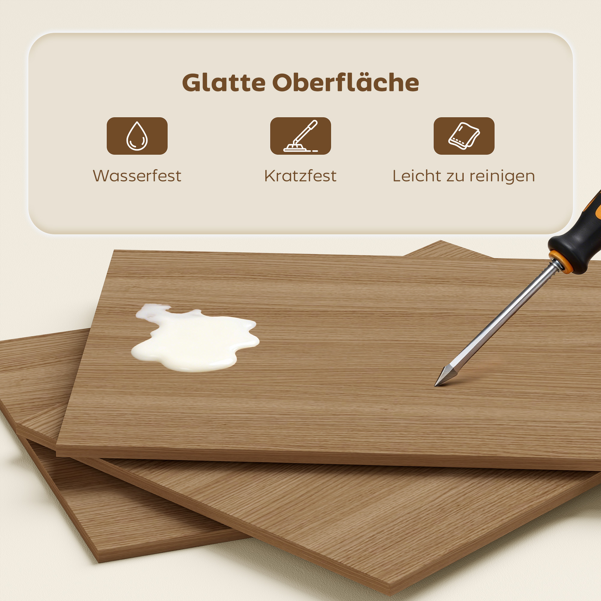 Schreibtisch Klappbar Küchentisch mit 4 Regal Computertisch Arbeitstisch Laptoptisch 105 x 60 x 127 cm Naturholz