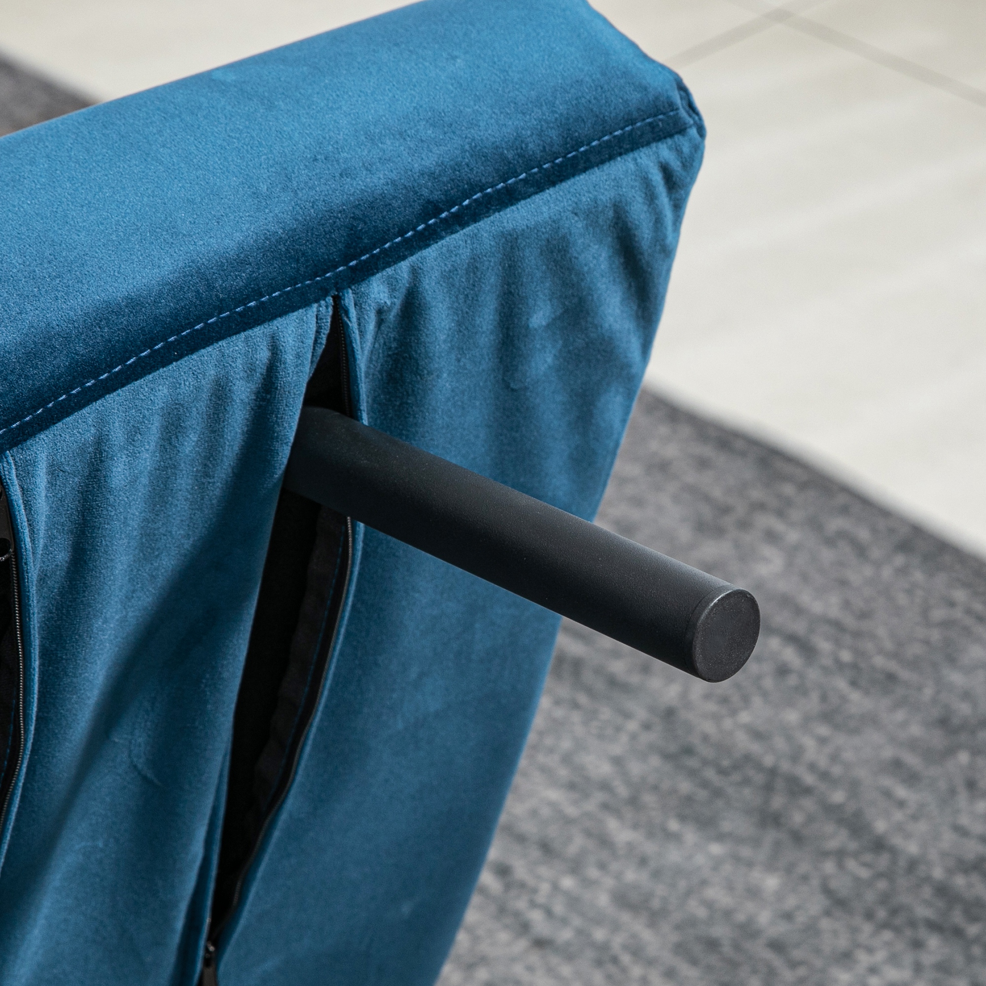 Schlafsofa 2er-Sofa Samtsofa, Schlaffunktion, inkl. 2 Kissen, Samtoptik, Natur + Blau