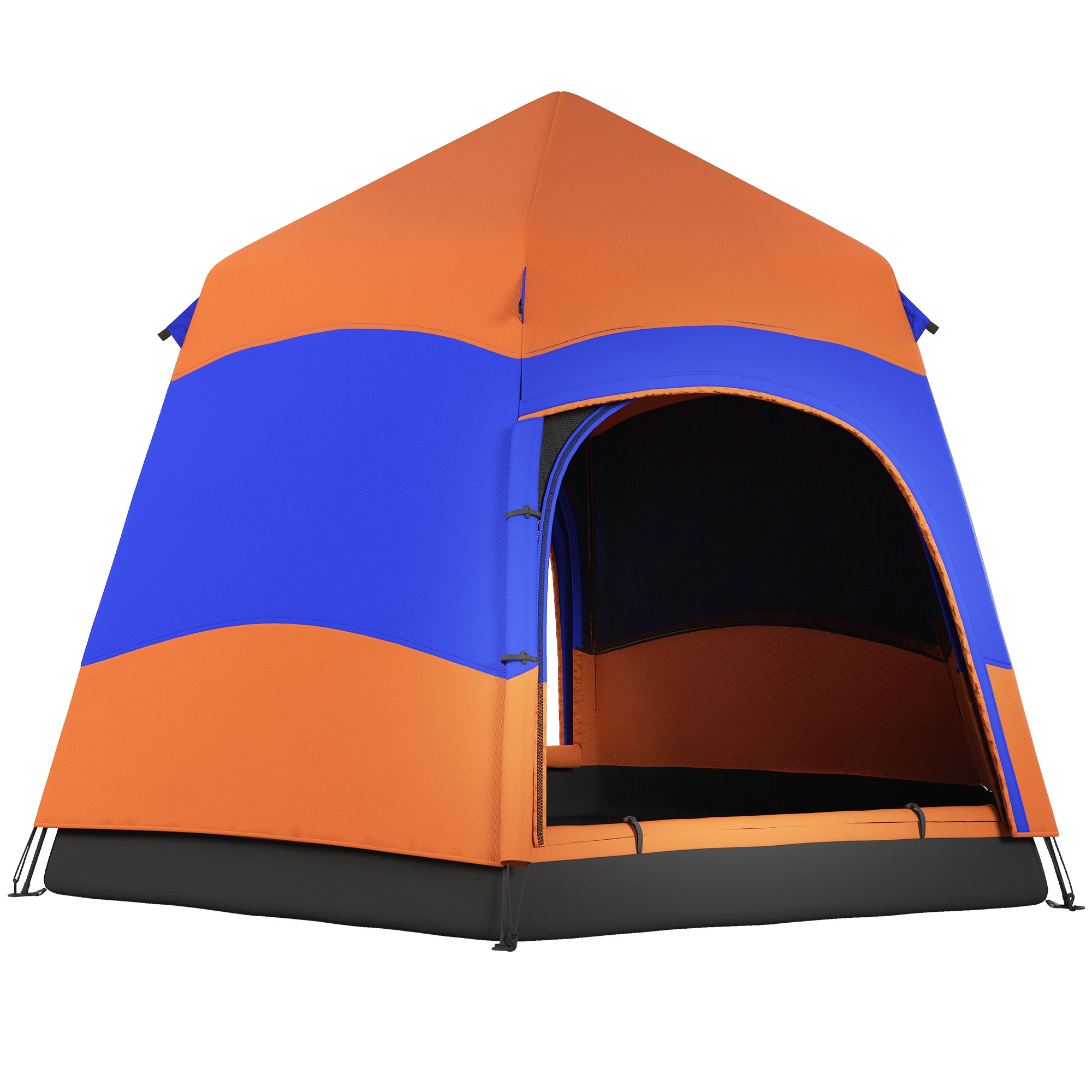 Doppellagiges Instant-Pop-Up-Zelt mit Regenschutz, Outdoor Familienzelt für 4 Personen wasserdicht sechseckig 4 Jahreszeiten Kuppelzelt mit Bodenplane 2 Türen Moskitonetz Tragetasche Orange Doppellagiges Instant-Pop-Up-Zelt mit Regenschutz, Outdoor Familienzelt für 4 Personen wasserdicht sechseckig 4 Jahreszeiten Kuppelzelt mit Bodenplane 2 Türen Moskitonetz Tragetasche Orange