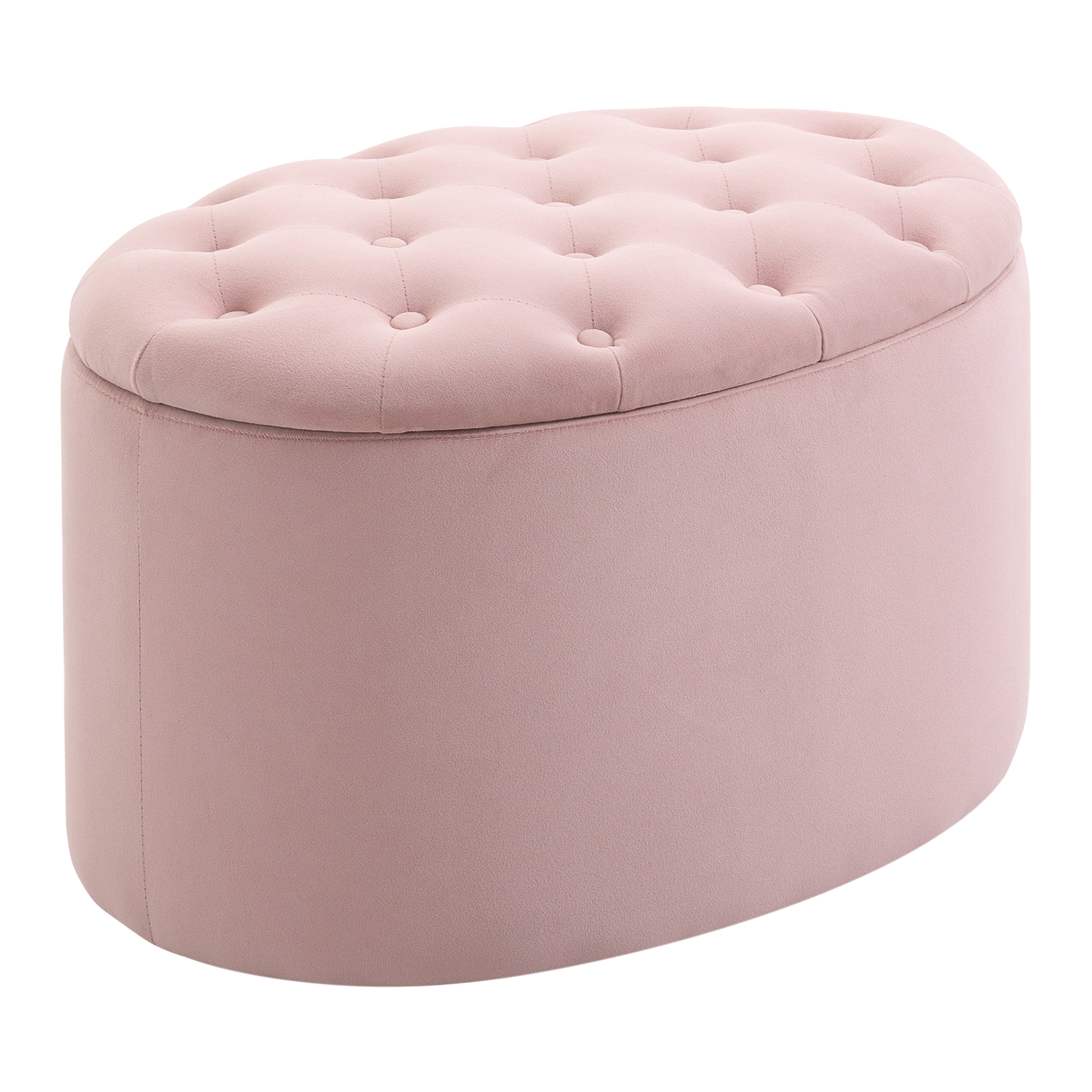 Sitzbank mit Stauraum Polsterbank mit Samtoptik, Sitztruhe Ovale Form, Truhenbank für Wohnzimmer Schlafzimmer Flur 71 x 52 x 42 cm, Rosa Sitzbank mit Stauraum Polsterbank mit Samtoptik, Sitztruhe Ovale Form, Truhenbank für Wohnzimmer Schlafzimmer Flur 71 x 52 x 42 cm, Rosa