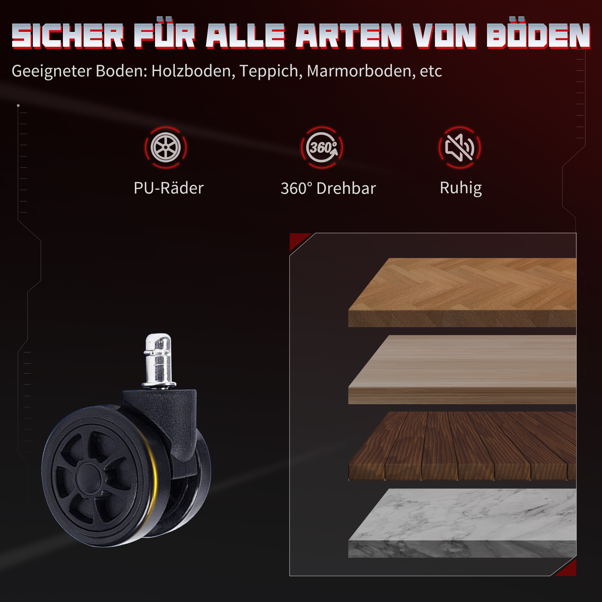 Ergonomischer Gaming-Stuhl mit 3D-Armlehnen, verstellbar, rollbarer Schreibtischstuhl mit Lendenstütze, Grau
