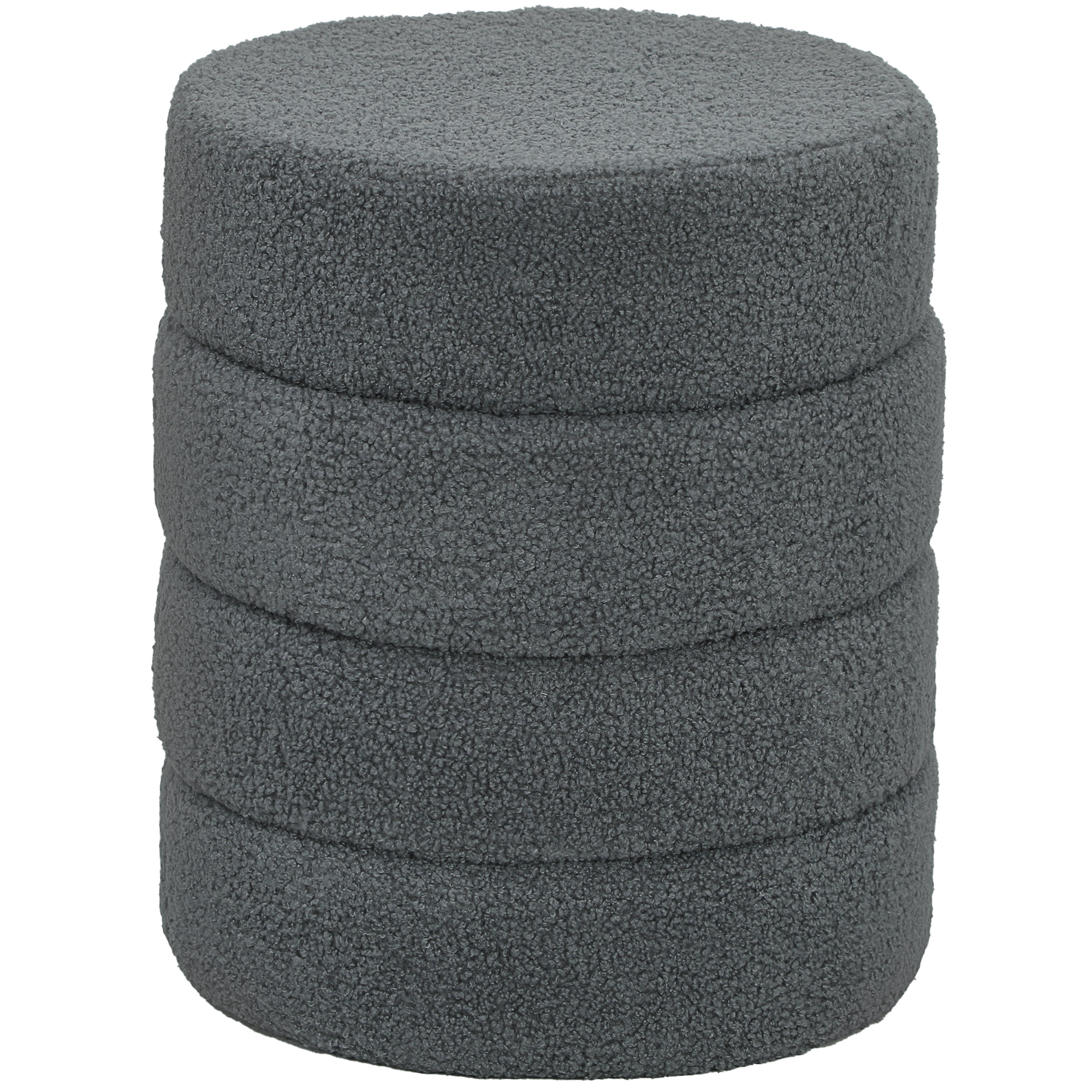Hocker, rund, Teddyfleece, bis 120kg, ?40x45H cm, Dunkelgrau